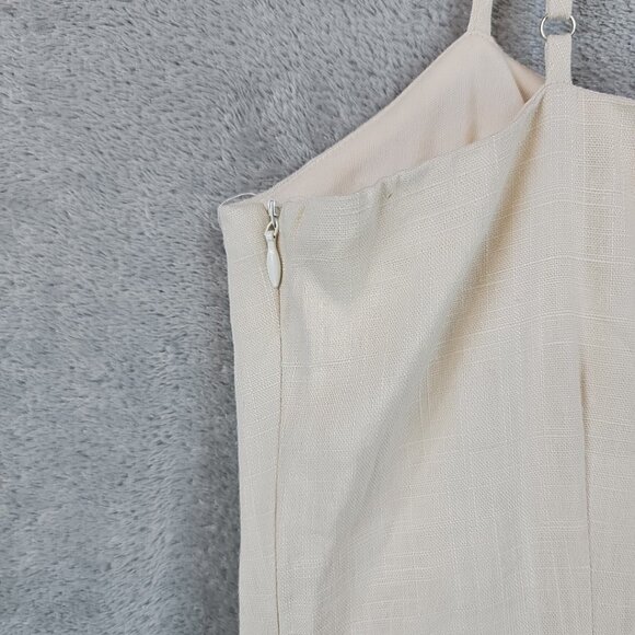 Nasty Gal I Live For The Sun Linen Mini Dress Womens Size 10 Cream Square Neck - Picture 9 of 11